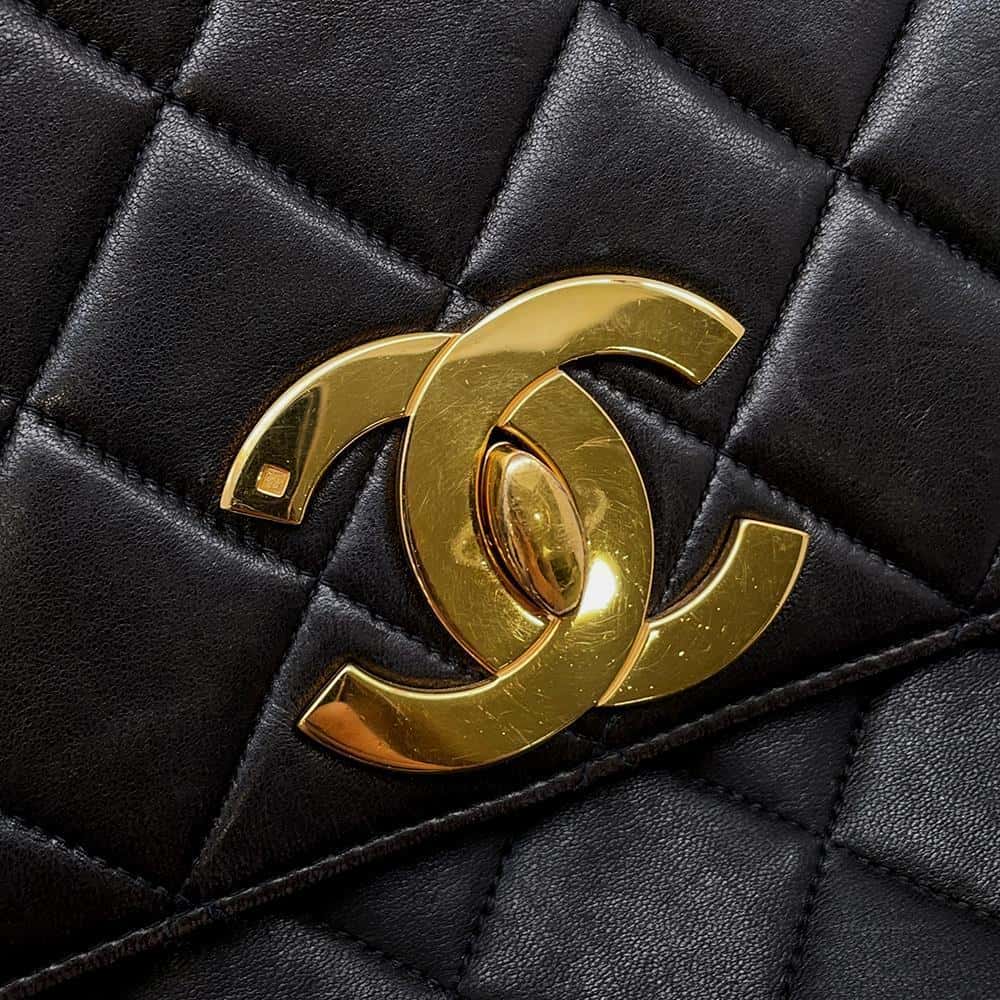 CHANEL Jumbo Matelasse Shoulder Bag Black Lambskin