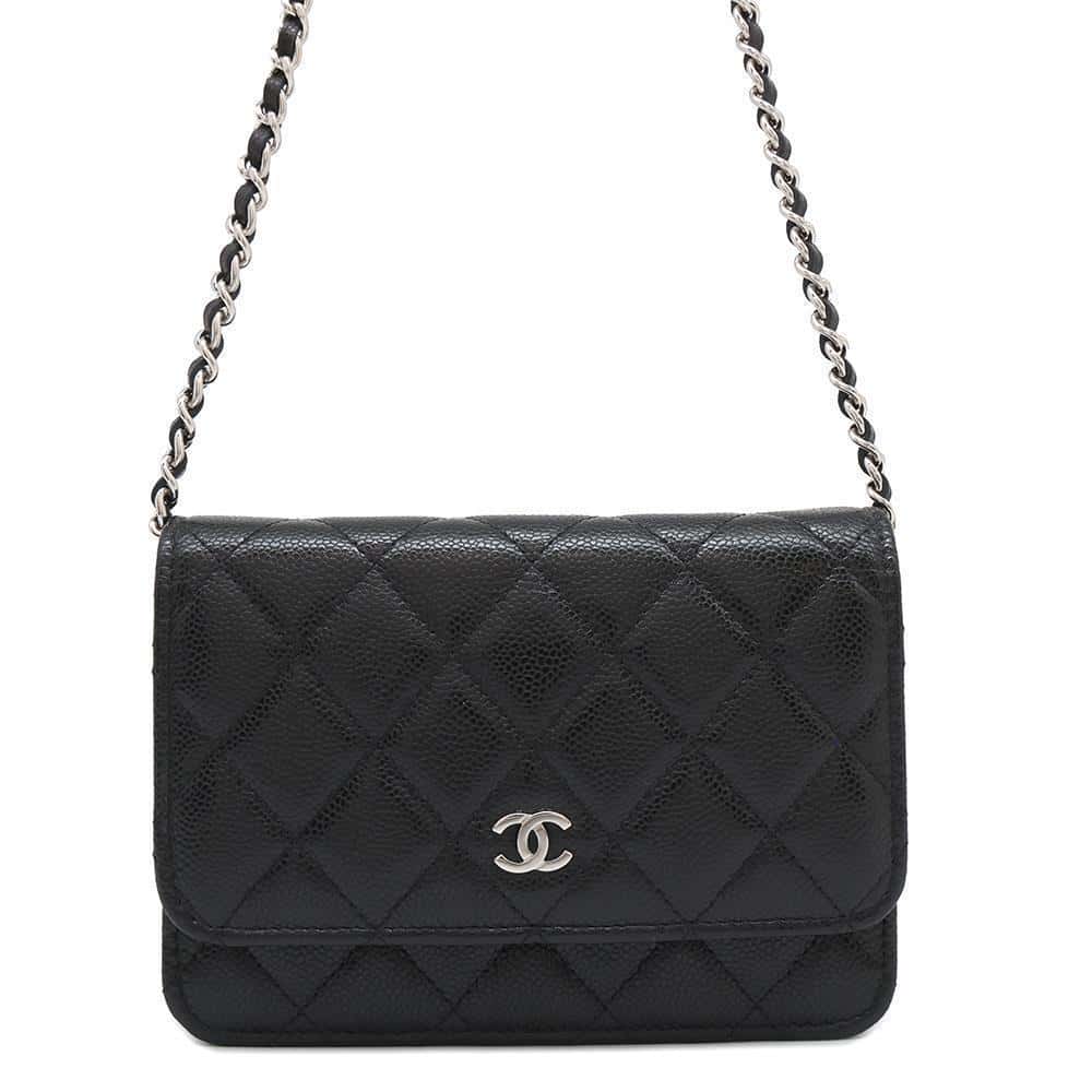 CHANEL Matelasse Chain wallet BlackAP1649 Caviar Leather