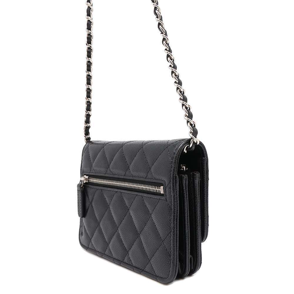 CHANEL Matelasse Chain wallet BlackAP1649 Caviar Leather