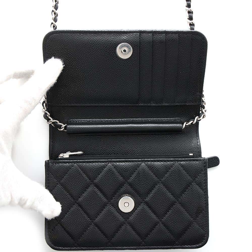 CHANEL Matelasse Chain wallet BlackAP1649 Caviar Leather