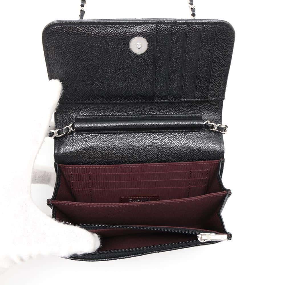 CHANEL Matelasse Chain wallet BlackAP1649 Caviar Leather