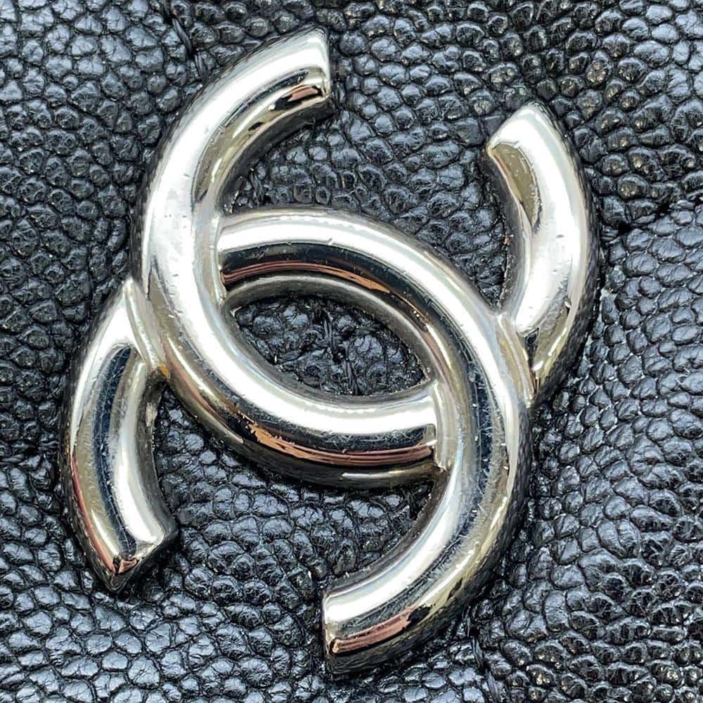 CHANEL French Riviera Chain Tote Black Caviar Leather