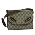 GUCCI GG Supreme Web Sherry Line Shoulder Bag PVC Leather Beige Gold 100377