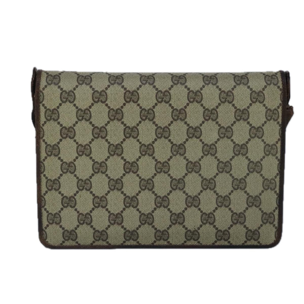 GUCCI GG Supreme Web Sherry Line Shoulder Bag PVC Leather Beige Gold 100377