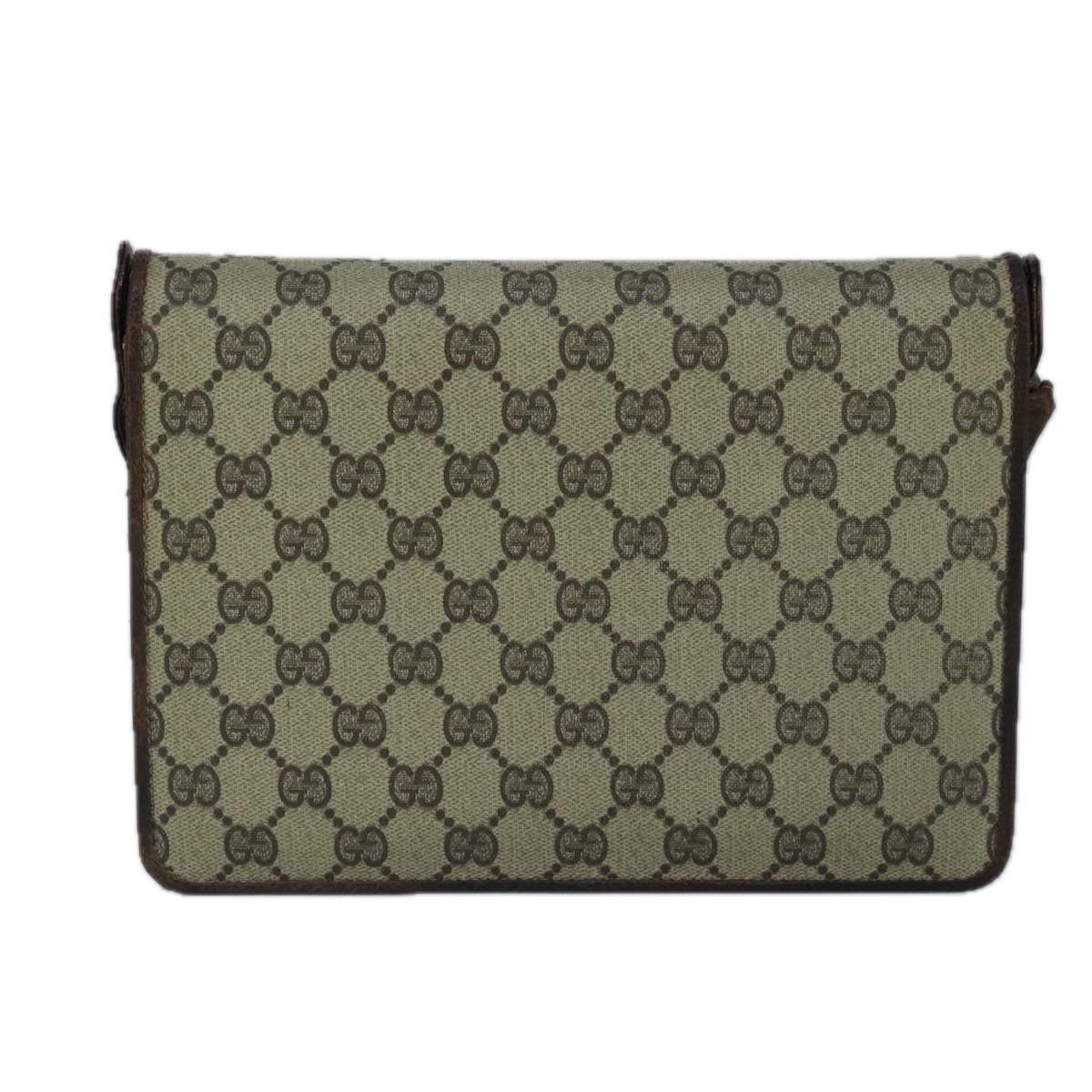 GUCCI GG Supreme Web Sherry Line Shoulder Bag PVC Leather Beige Gold 100377