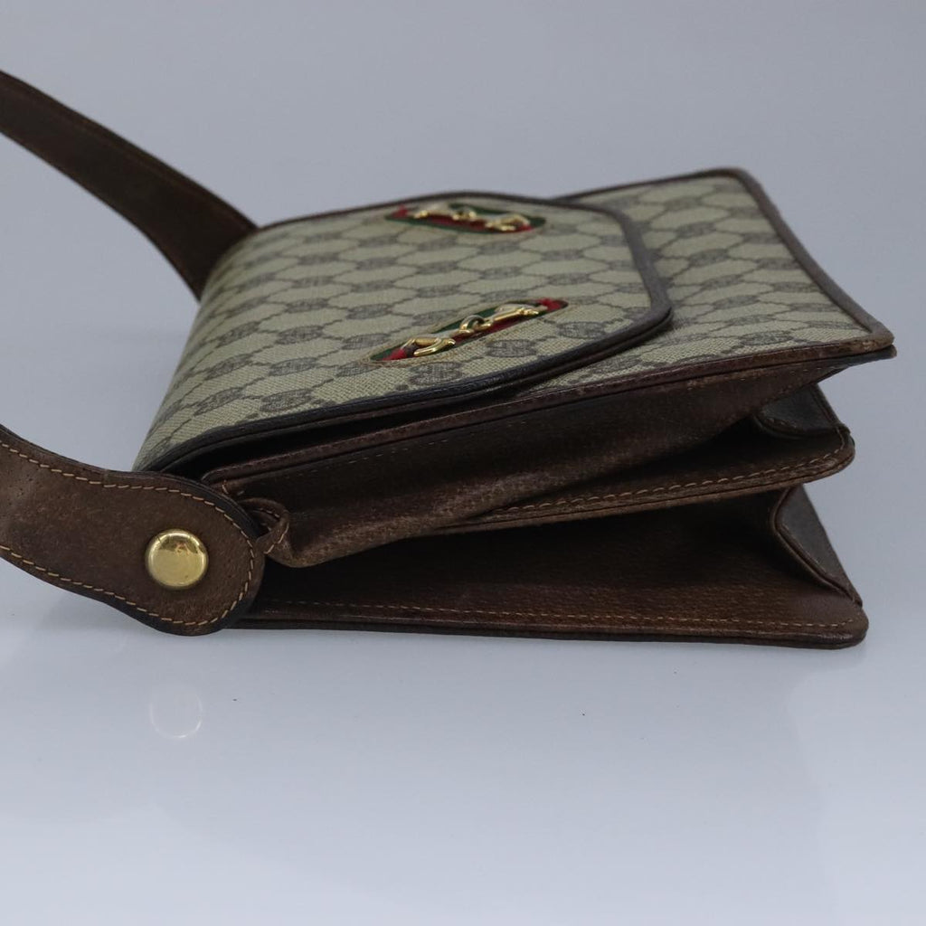 GUCCI GG Supreme Web Sherry Line Shoulder Bag PVC Leather Beige Gold 100377