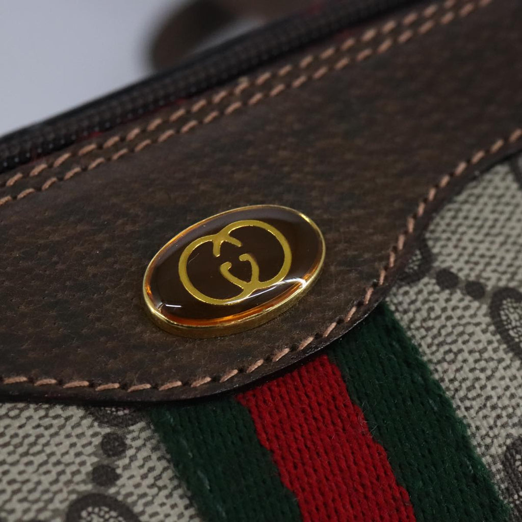 GUCCI GG Supreme Web Sherry Line Shoulder Bag PVC Beige Gold 100378