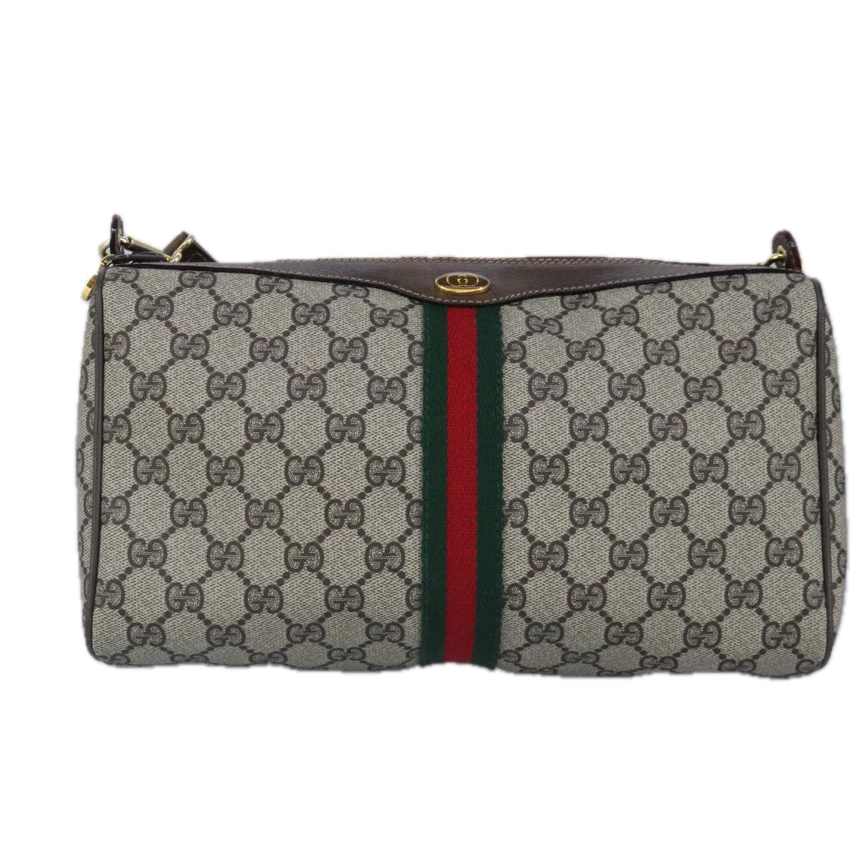 GUCCI GG Supreme Web Sherry Line Shoulder Bag PVC Beige Gold 100378