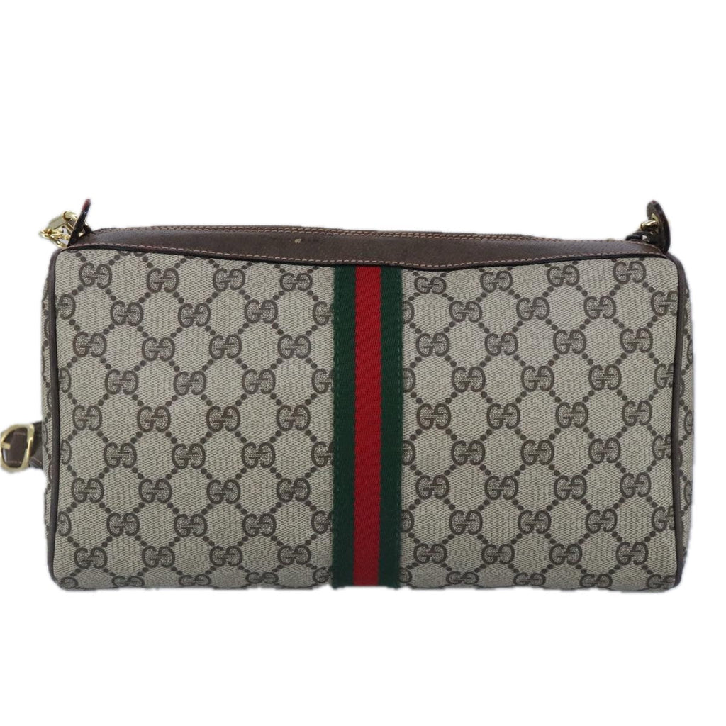 GUCCI GG Supreme Web Sherry Line Shoulder Bag PVC Beige Gold 100378