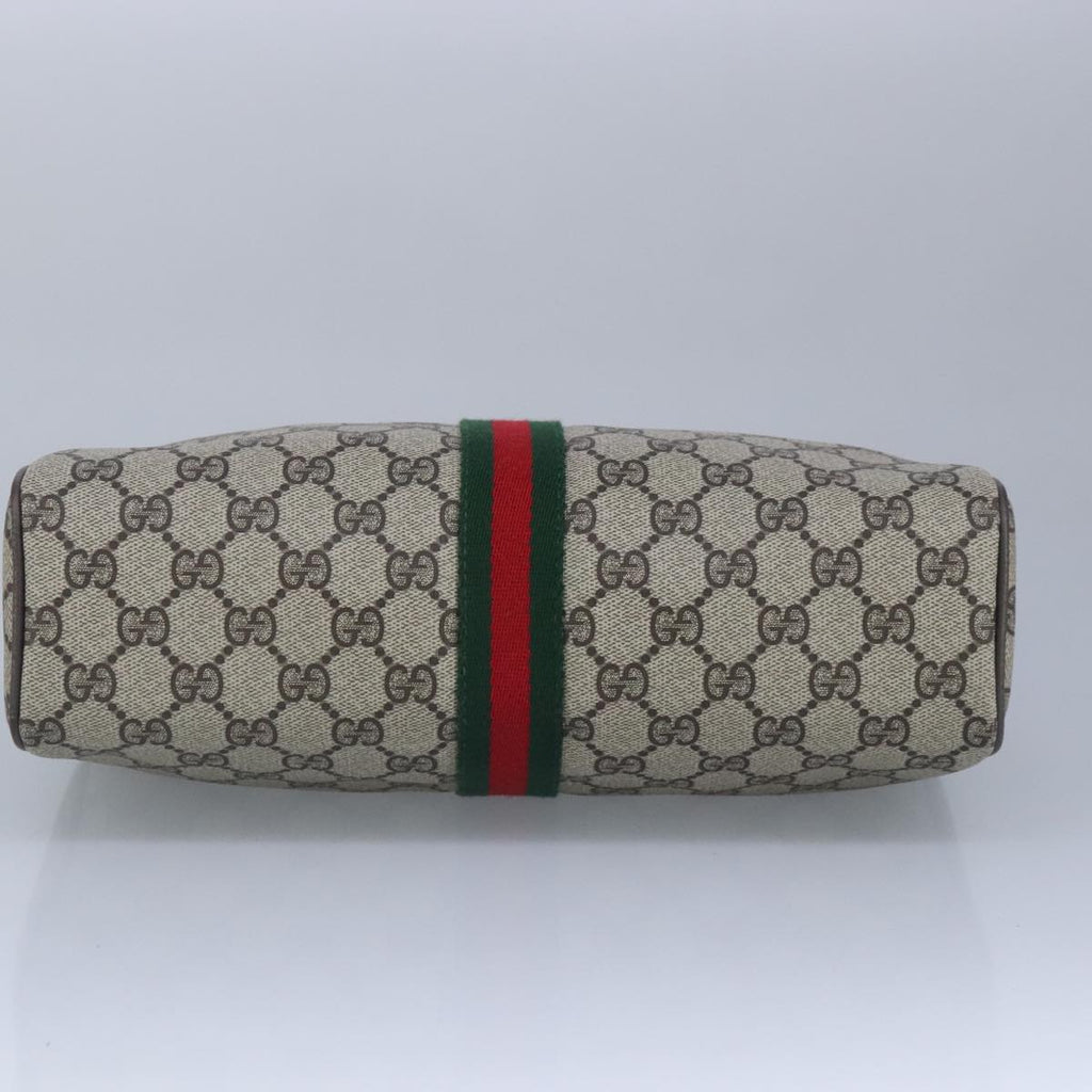GUCCI GG Supreme Web Sherry Line Shoulder Bag PVC Beige Gold 100378