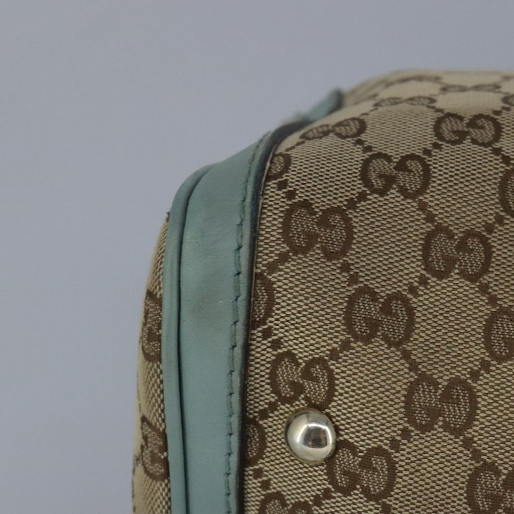 GUCCI GG Canvas Boston Bag 2way Beige Peppermint Silver 247205 100379