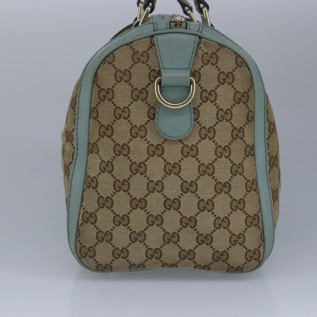 GUCCI GG Canvas Boston Bag 2way Beige Peppermint Silver 247205 100379