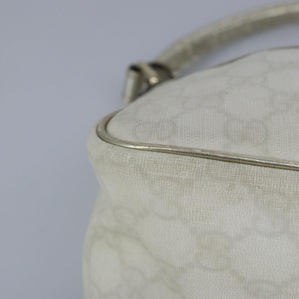 GUCCI GG Supreme Hand Bag PVC Leather White Gold 190258 100380
