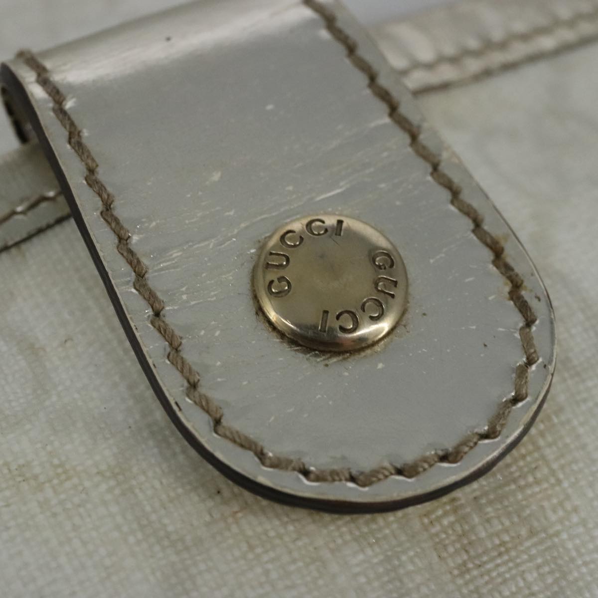 GUCCI GG Supreme Hand Bag PVC Leather White Gold 190258 100380