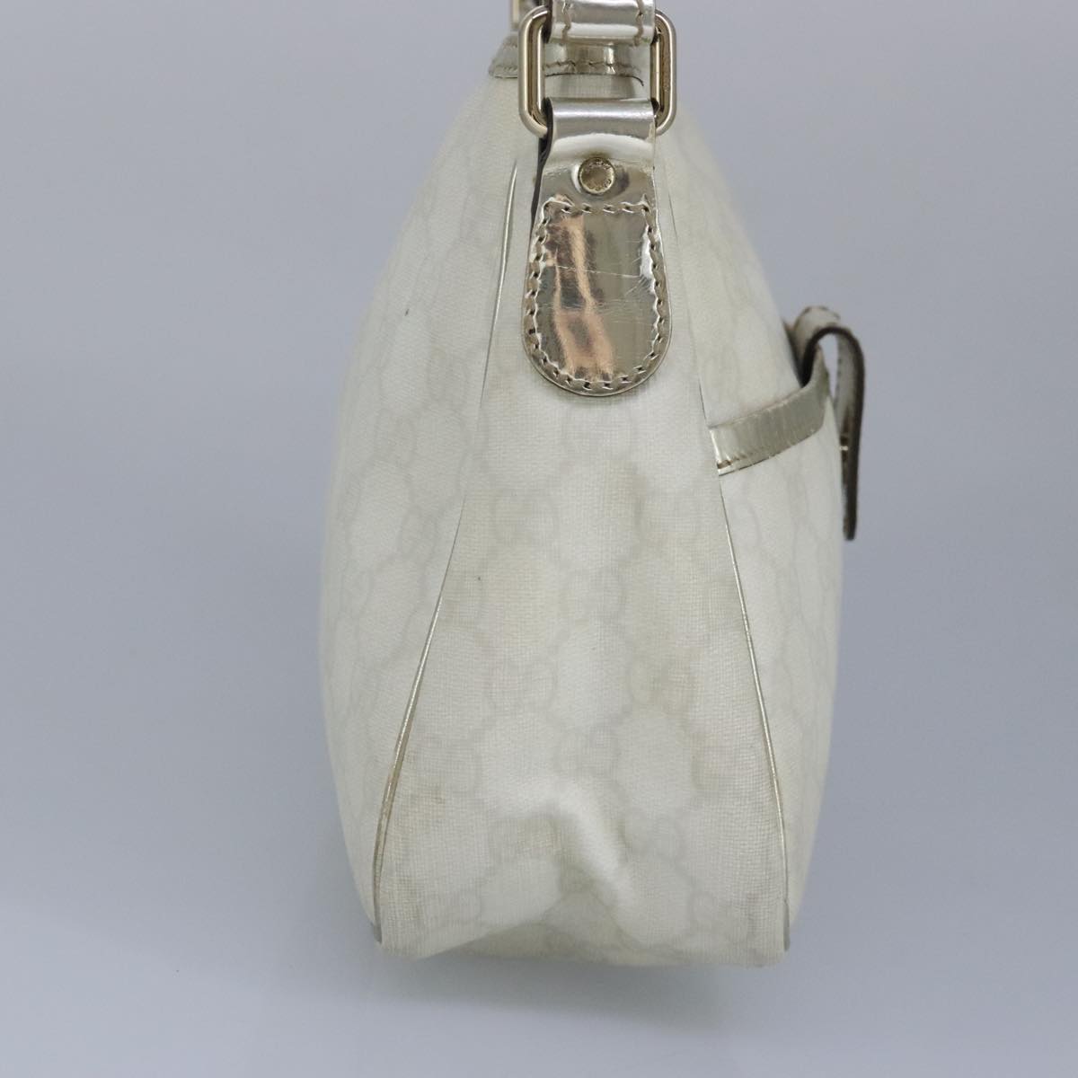 GUCCI GG Supreme Hand Bag PVC Leather White Gold 190258 100380