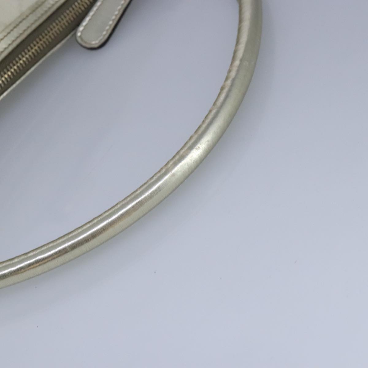 GUCCI GG Supreme Hand Bag PVC Leather White Gold 190258 100380