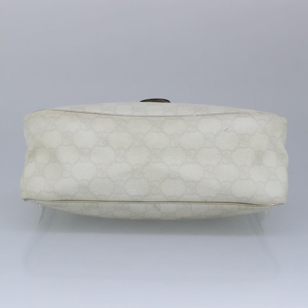 GUCCI GG Supreme Hand Bag PVC Leather White Gold 190258 100380