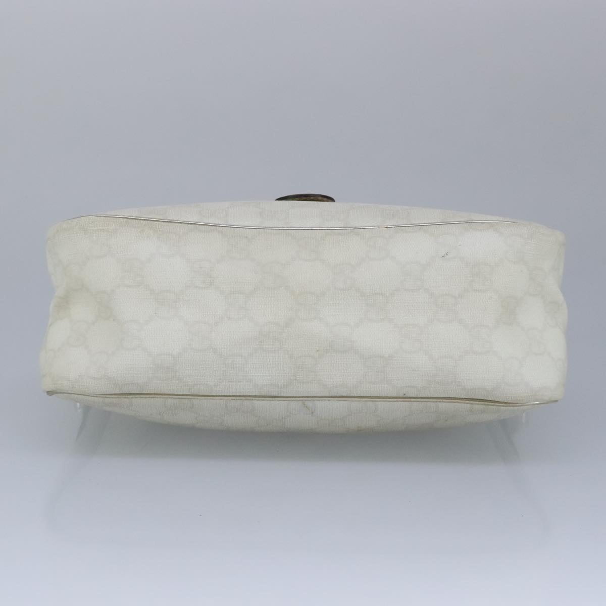 GUCCI GG Supreme Hand Bag PVC Leather White Gold 190258 100380