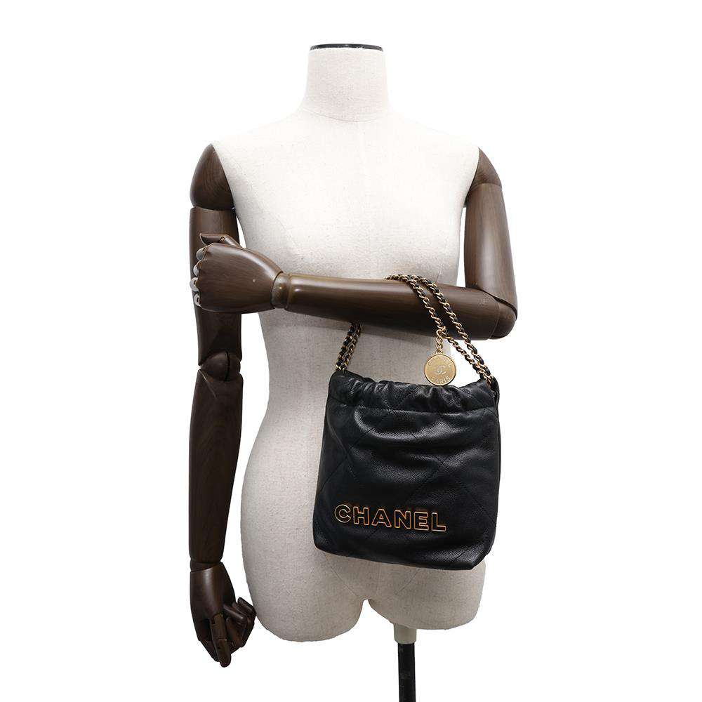 CHANEL CHANEL22 Handbag BlackAS3980 Soft Caviar Leather Size Mini