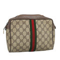 GUCCI GG Supreme Web Sherry Line Clutch Bag PVC Beige Red 89 01 012 100395