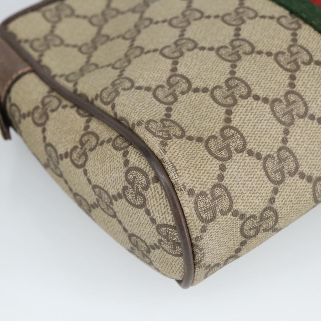 GUCCI GG Supreme Web Sherry Line Clutch Bag PVC Beige Red 89 01 012 100395