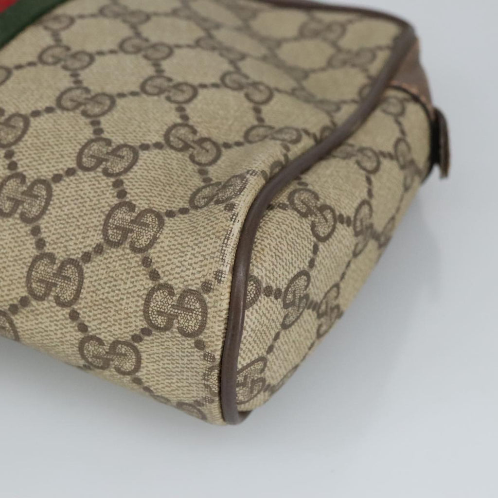 GUCCI GG Supreme Web Sherry Line Clutch Bag PVC Beige Red 89 01 012 100395