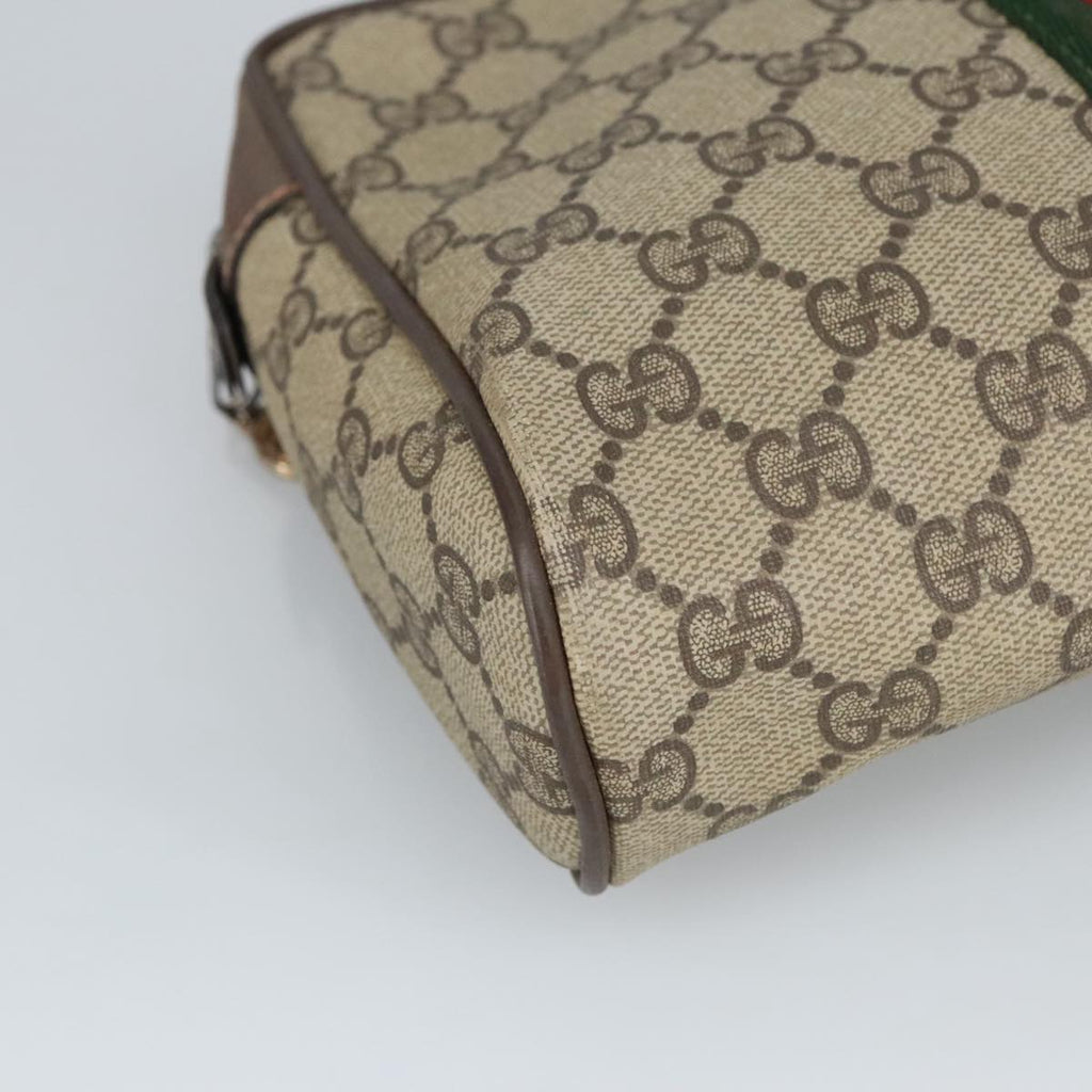 GUCCI GG Supreme Web Sherry Line Clutch Bag PVC Beige Red 89 01 012 100395