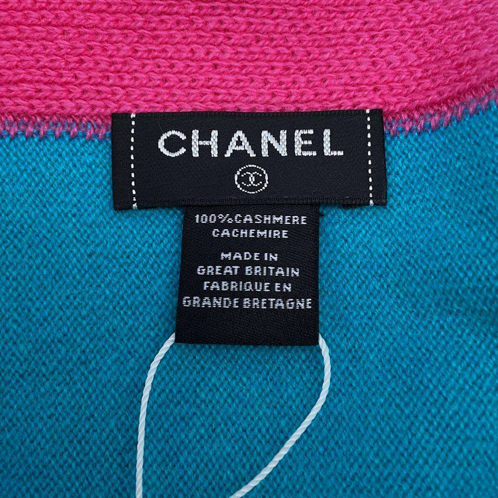 CHANEL CHANEL Logo/CC Logo Scarf Pink/Sky Blue Cashmere100%