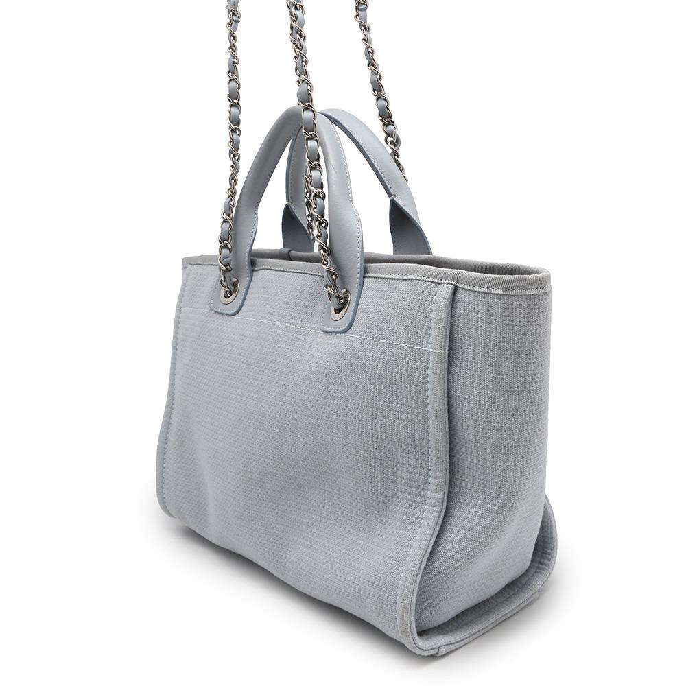 CHANEL Deauville shopping bag Blue GrayAS3257 Mix Fiber Size Small