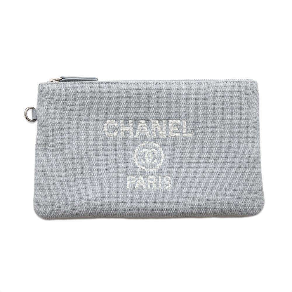 CHANEL Deauville shopping bag Blue GrayAS3257 Mix Fiber Size Small