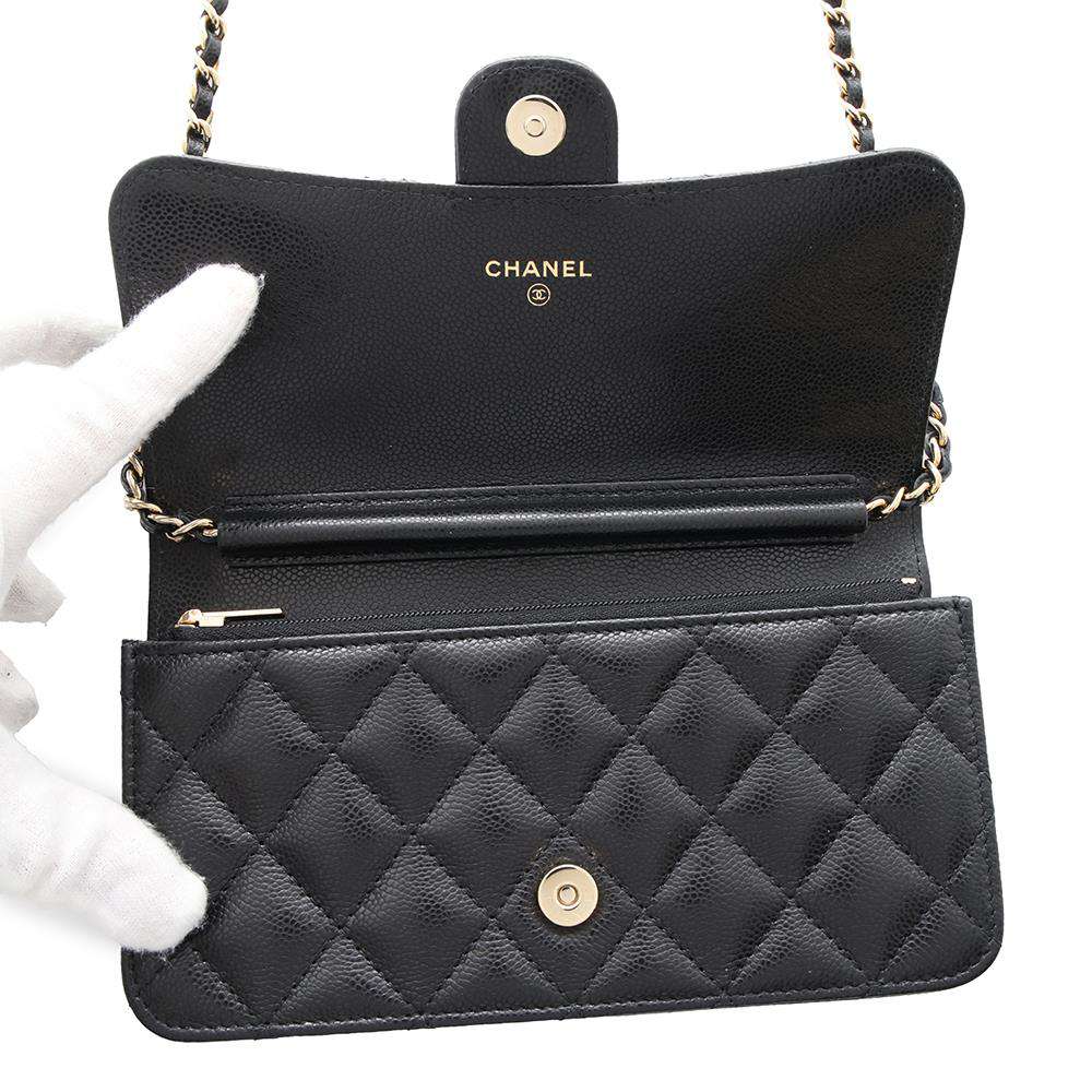 CHANEL Timeless Classics Chain Wallet BlackAP3744 Caviar Leather