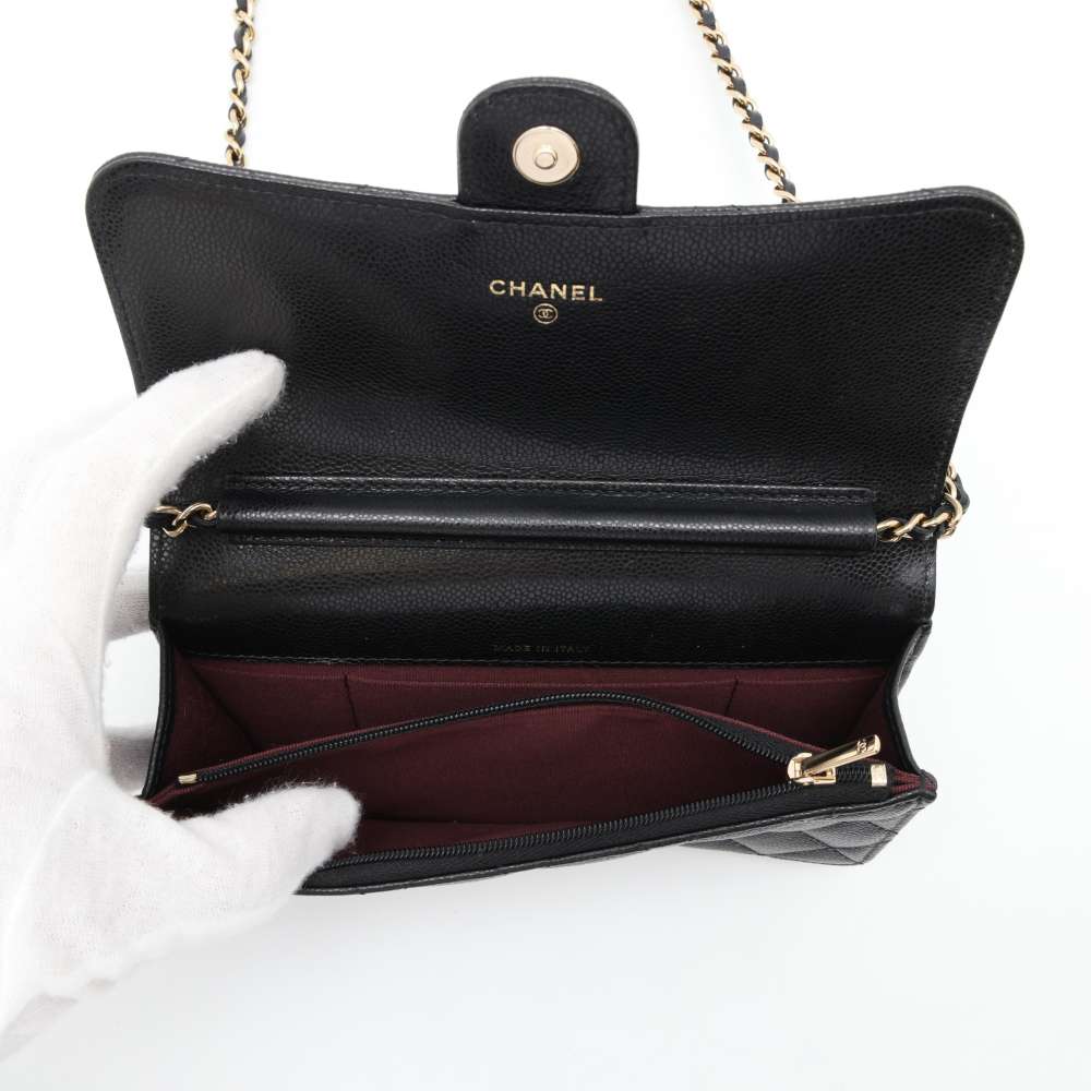 CHANEL Timeless Classics Chain Wallet BlackAP3744 Caviar Leather