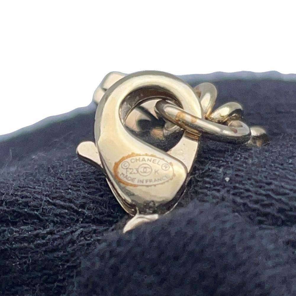 CHANEL CC Logo Flower Faux Pearl Necklace Gold Gold Plated Faux Pearl