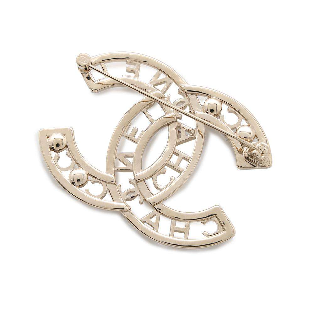 CHANEL CC Logo Pearl Brooch GoldAB4879 Gold Plated Strass
