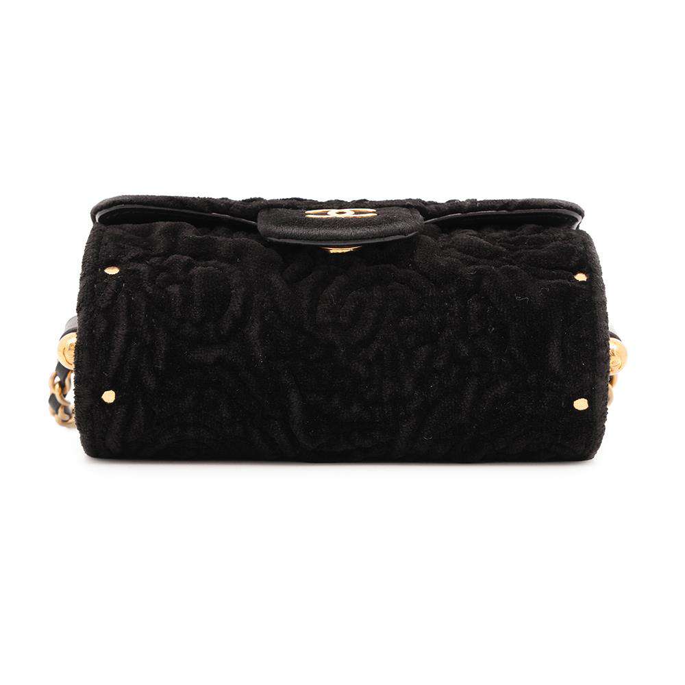 CHANEL CamelliaChainPochette BlackAP2285 Suede Metal