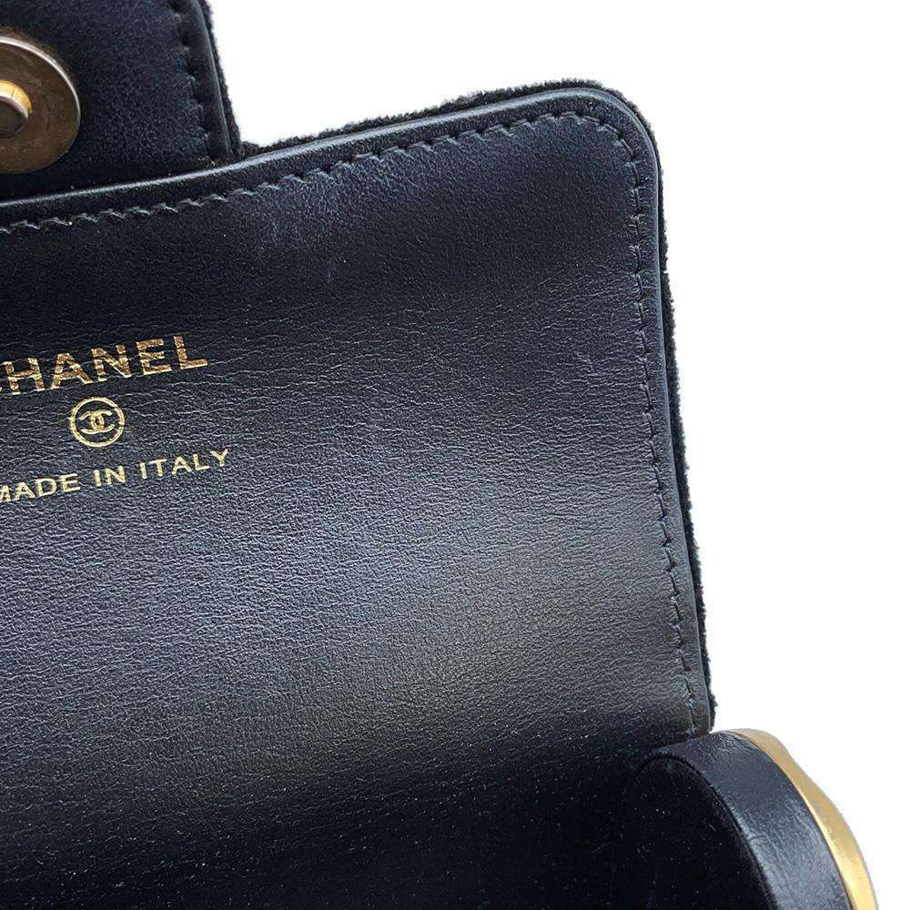 CHANEL CamelliaChainPochette BlackAP2285 Suede Metal