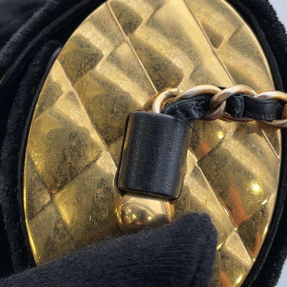 CHANEL CamelliaChainPochette BlackAP2285 Suede Metal