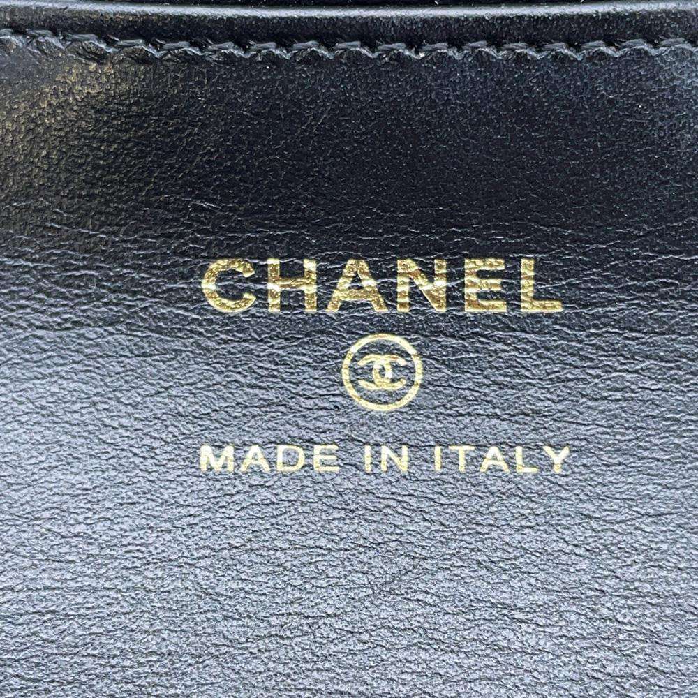 CHANEL CamelliaChainPochette BlackAP2285 Suede Metal