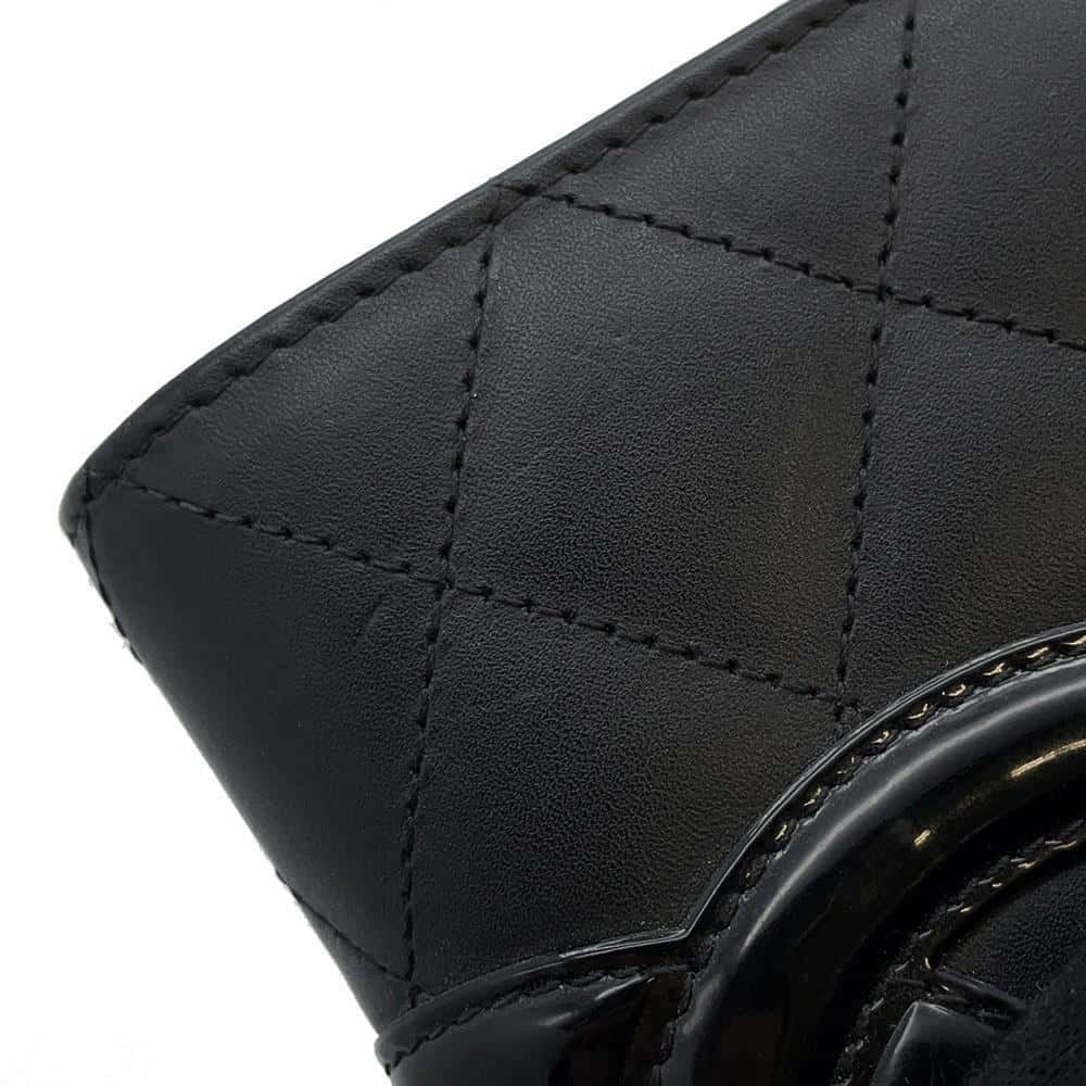 CHANEL Cambon Bifold Wallet BlackA50080 Leather/Enamel