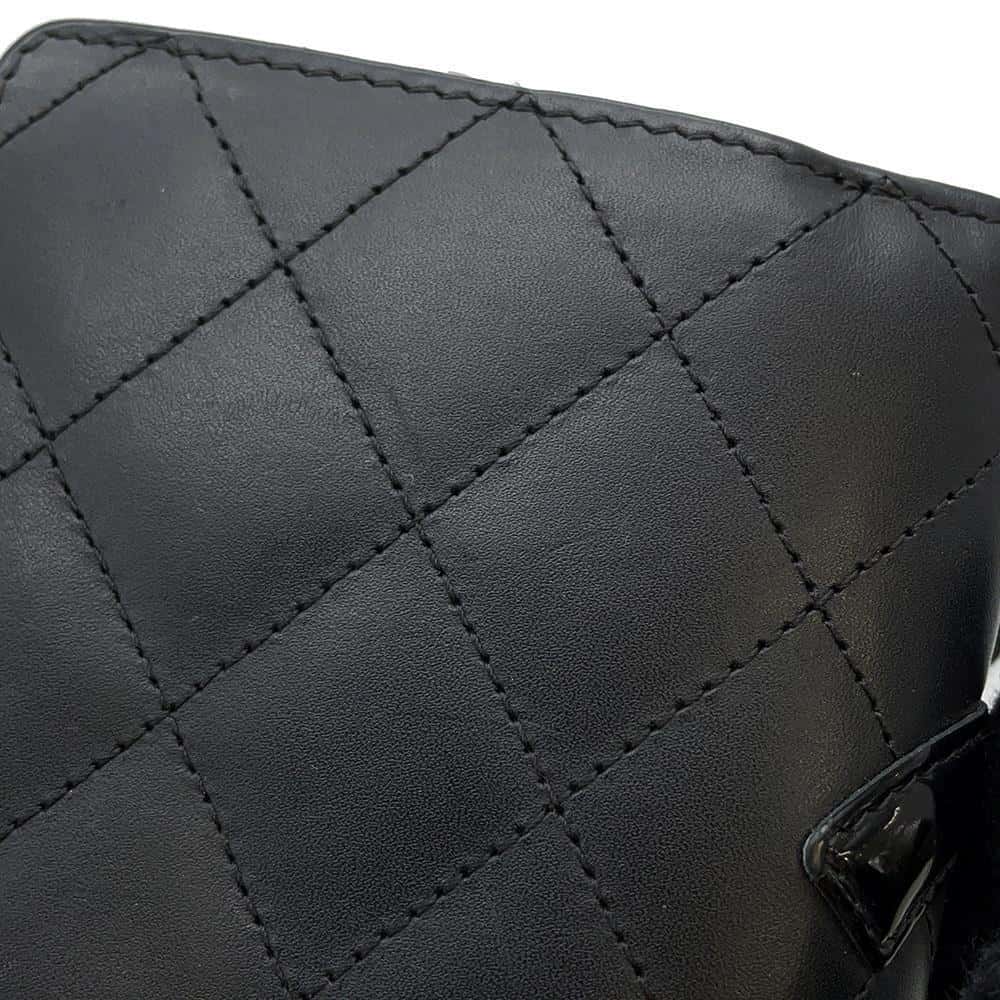 CHANEL Cambon Bifold Wallet BlackA50080 Leather/Enamel