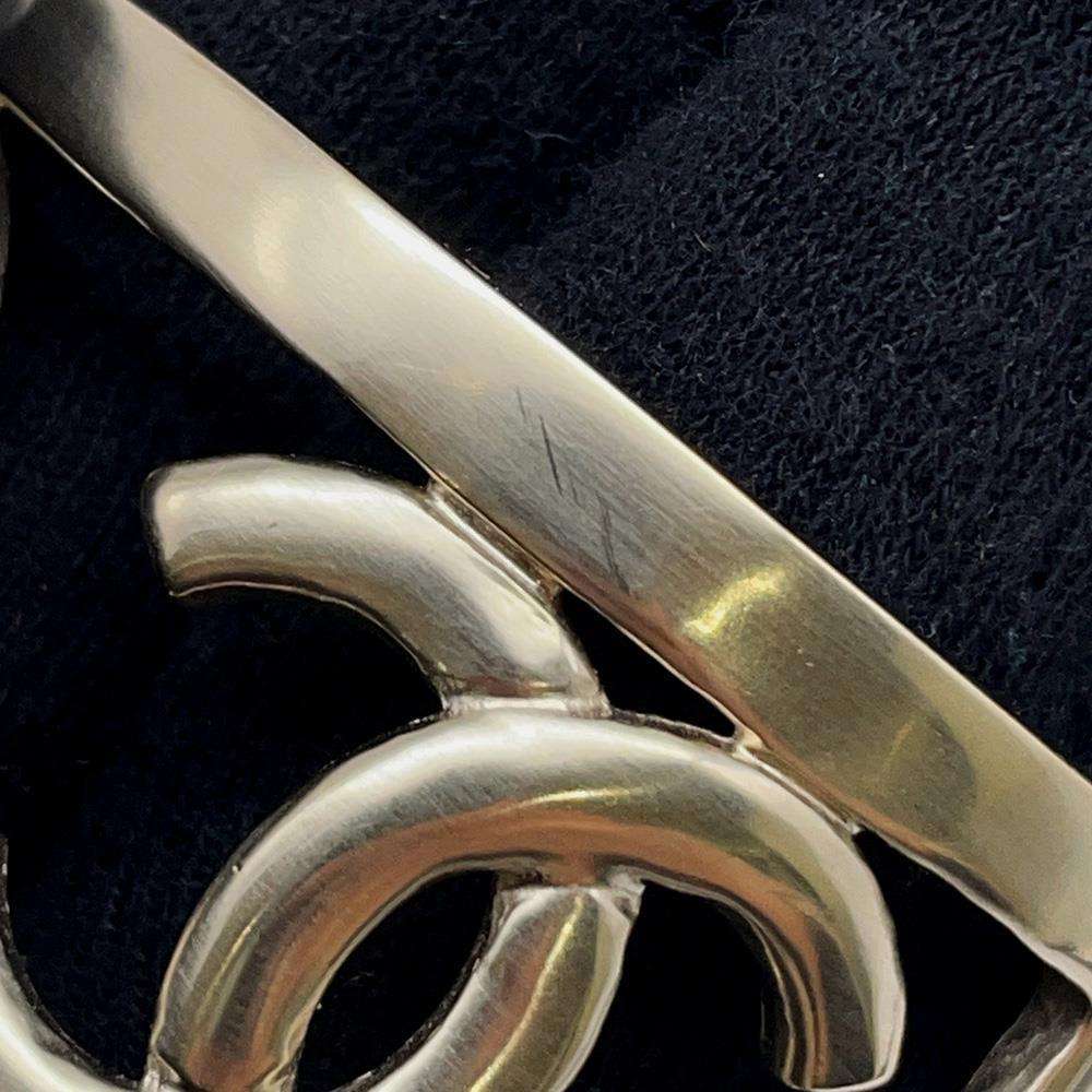 CHANEL CC Logo Bangle Champagne Gold Metal