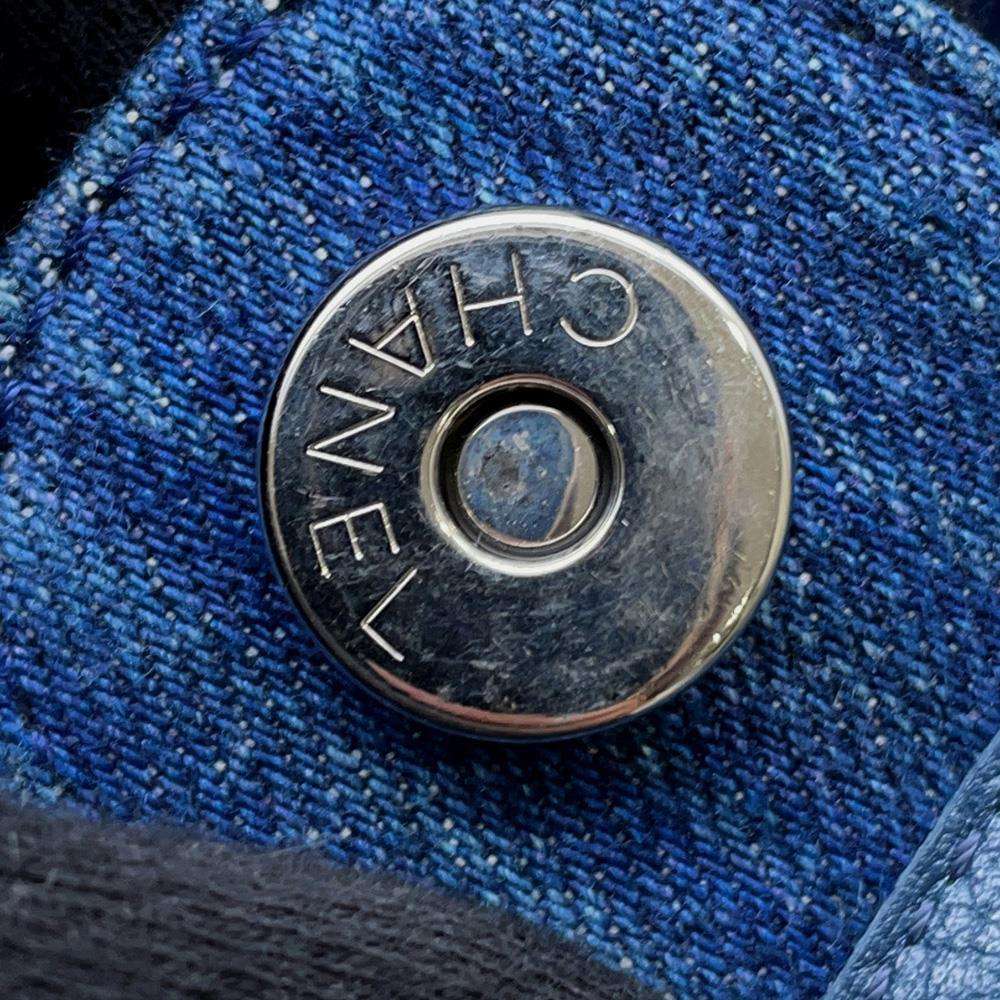 CHANEL Matelasse CC Logo Hobo Bag Blue Denim