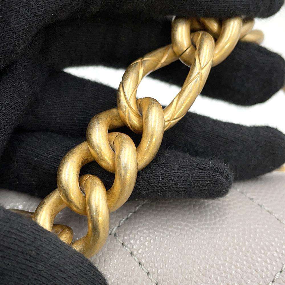 CHANEL Matelasse WChainShoulder Bag GrayAS2711 Caviar Leather