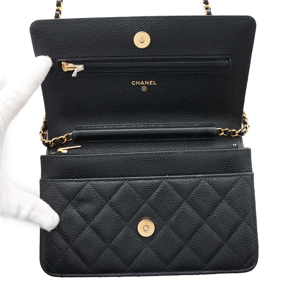 CHANEL Matelasse Classic Chain Wallet BlackAP0250 Caviar Leather