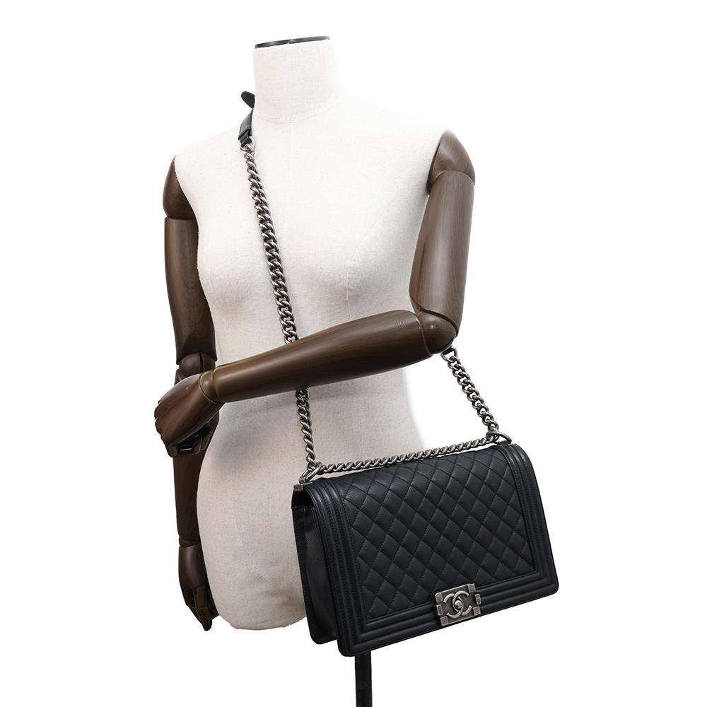 CHANEL Boy Chanel ChainShoulder BlackA92193 Caviar Leather Size 28