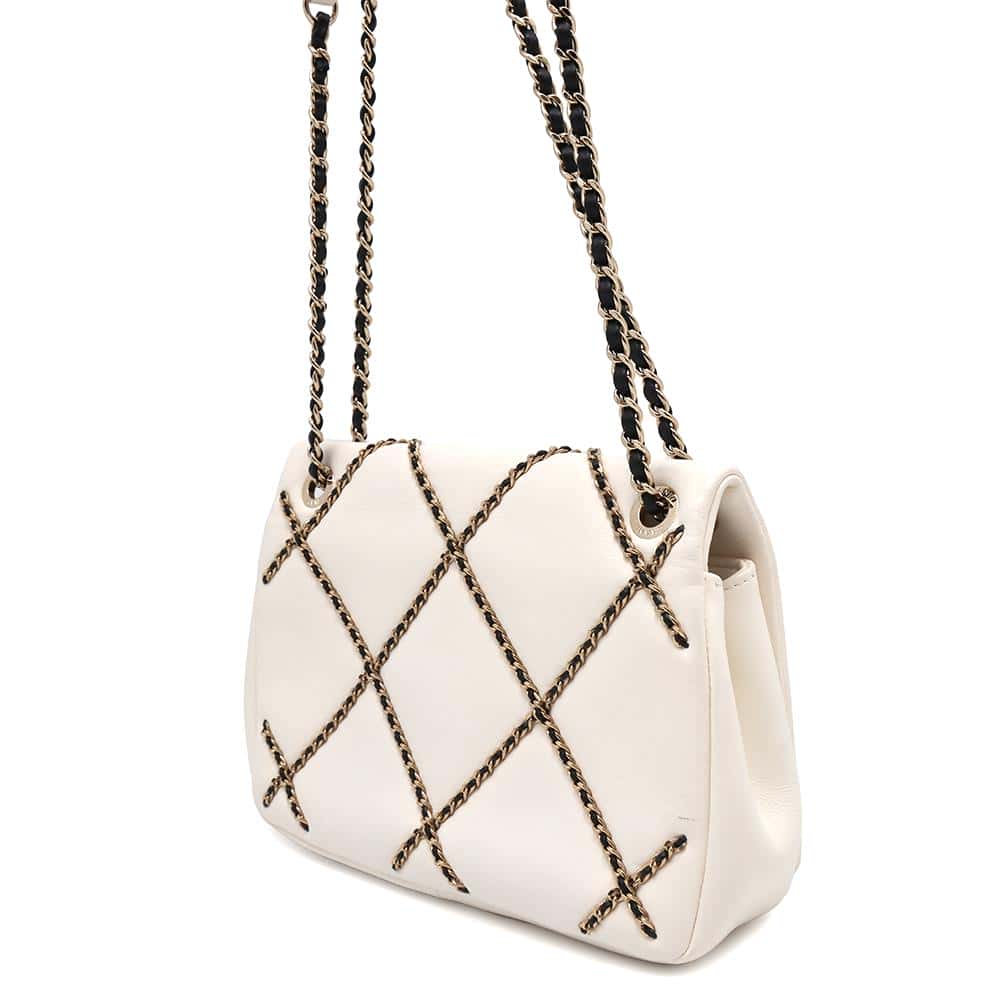 CHANEL ChainShoulder White/BlackAS2383 Lambskin