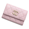 CHANEL Matelasse CC Logo Flap Coin/Card Case PinkAP4093 Caviar Leather