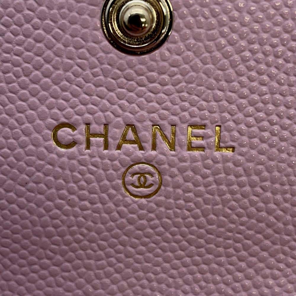 CHANEL Matelasse CC Logo Flap Coin/Card Case PinkAP4093 Caviar Leather
