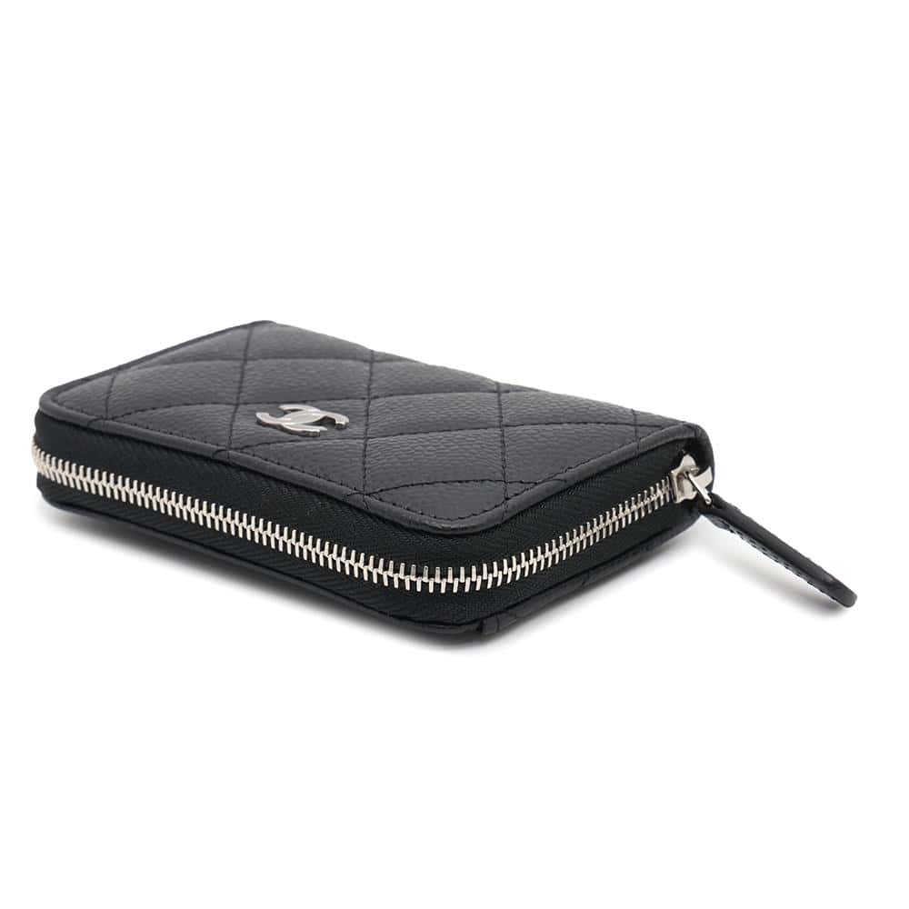CHANEL Matelasse Classic Zip Coin Purse BlackAP0216 Caviar Leather