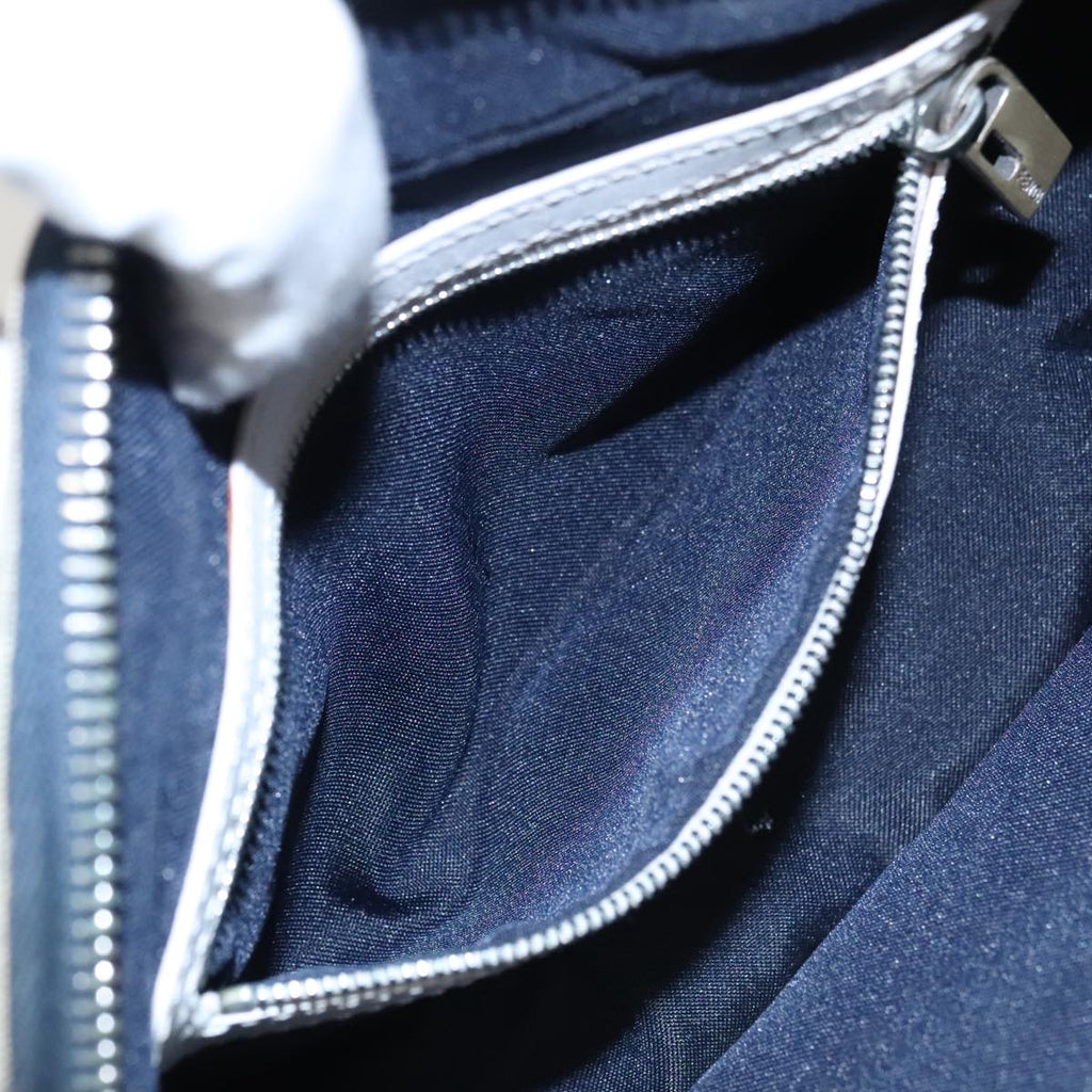 FENDI Zucchino Canvas Hand Bag Navy Silver 100682